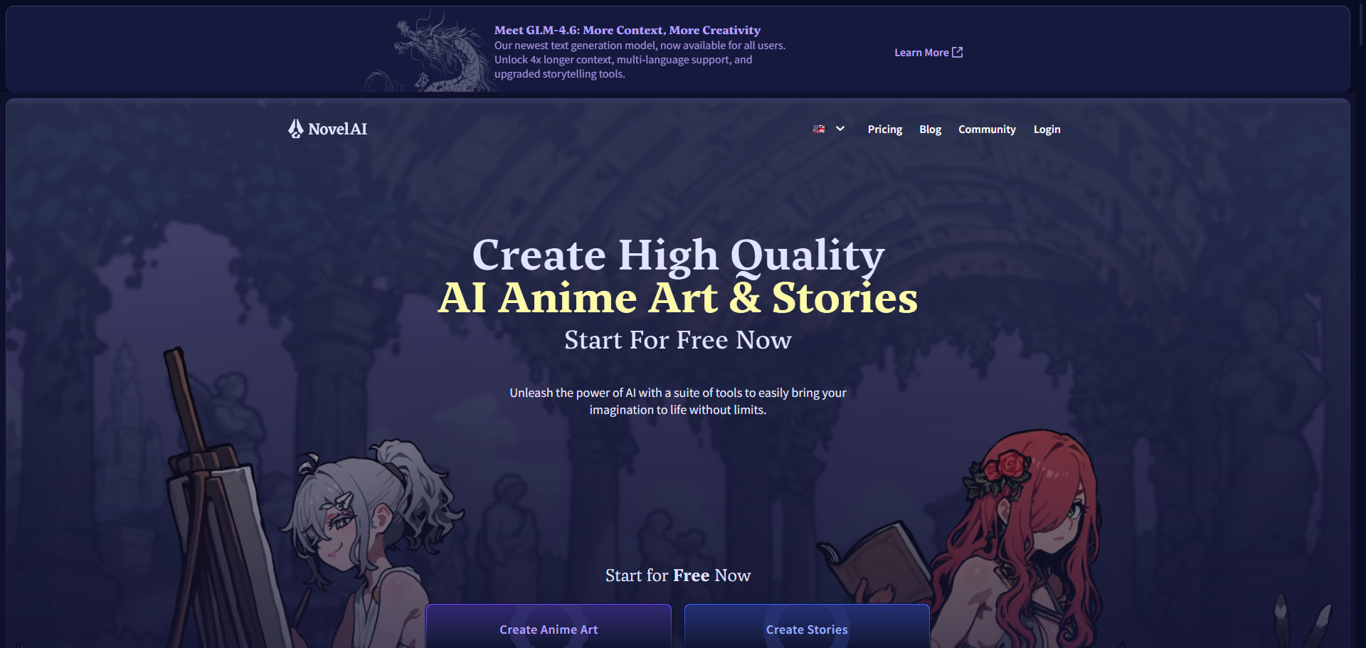 A set of four images from NovelAI, demonstrating high character consistency with the same anime girl in different clothes and settings.