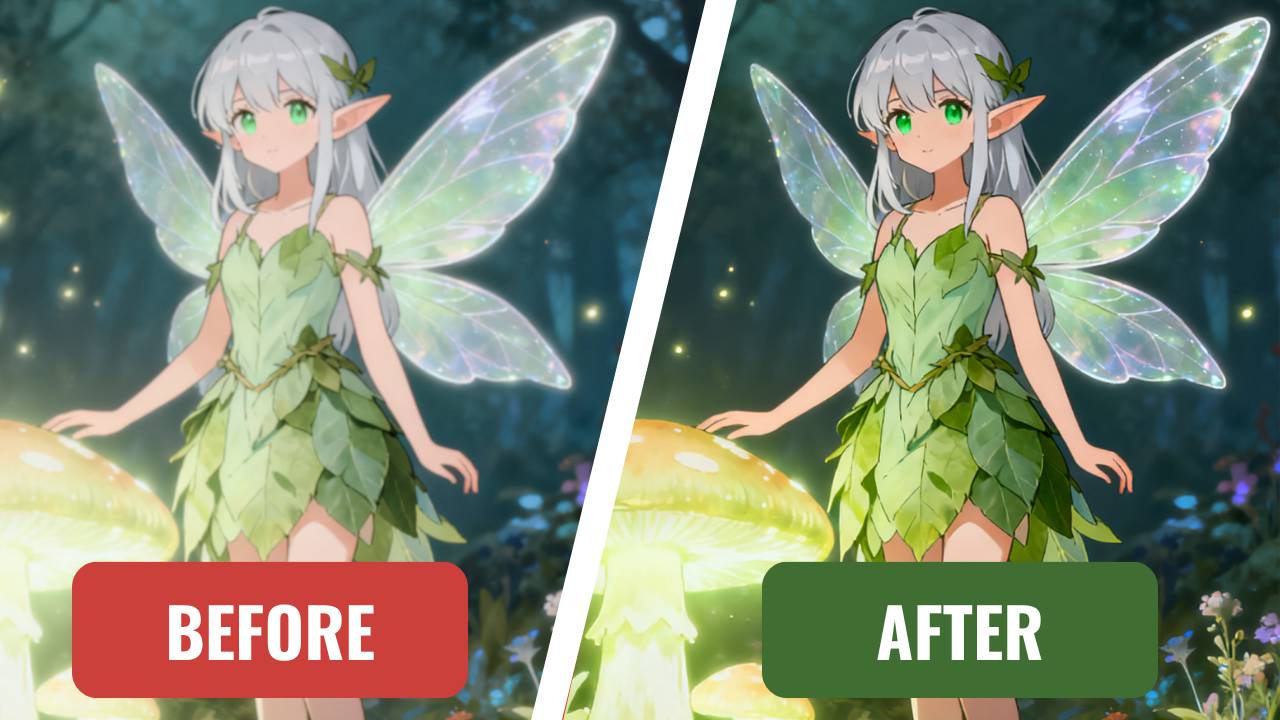 Before and after AI image upscale comparison