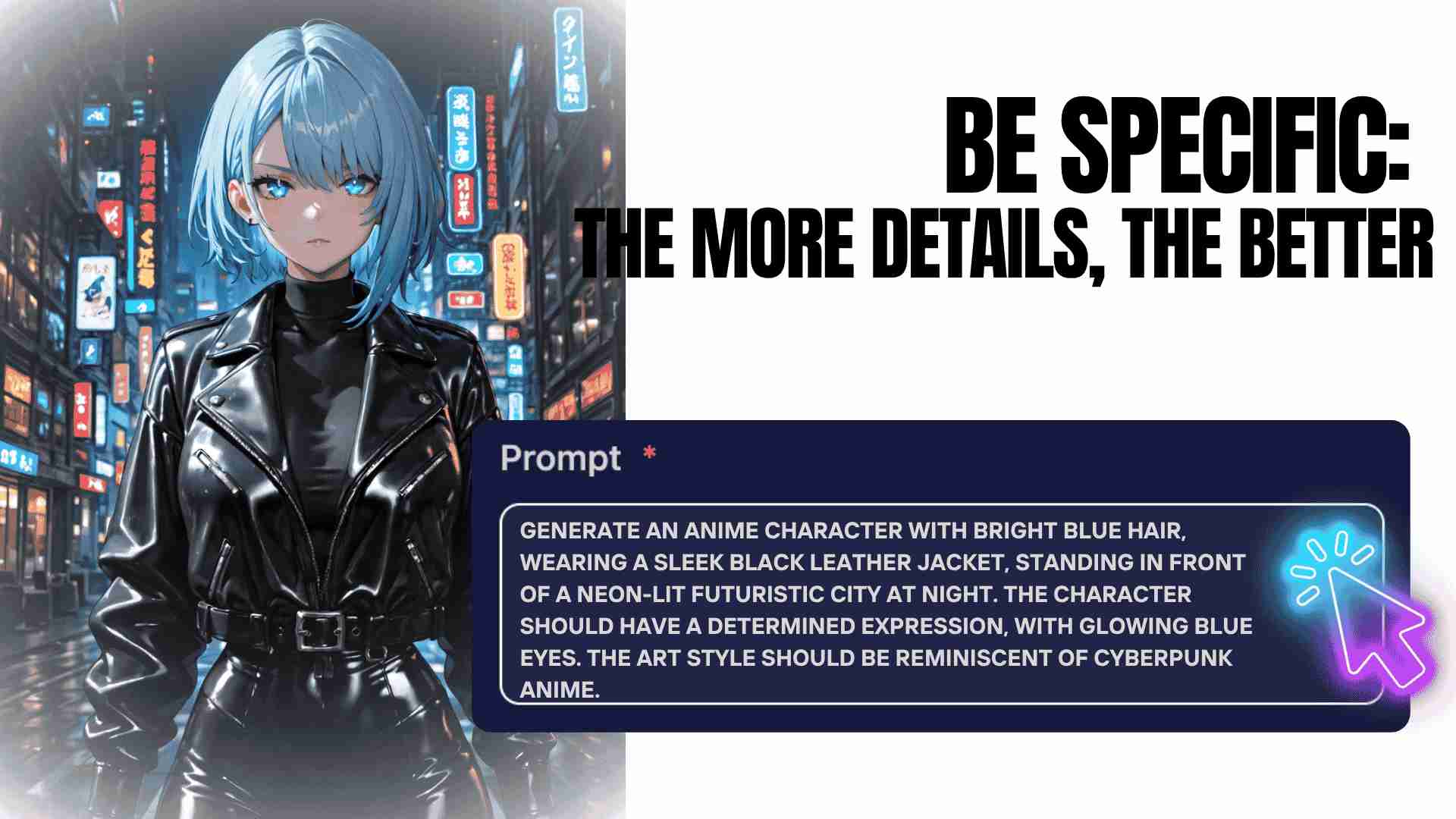 Anime character design with detailed features created using AI anime generator