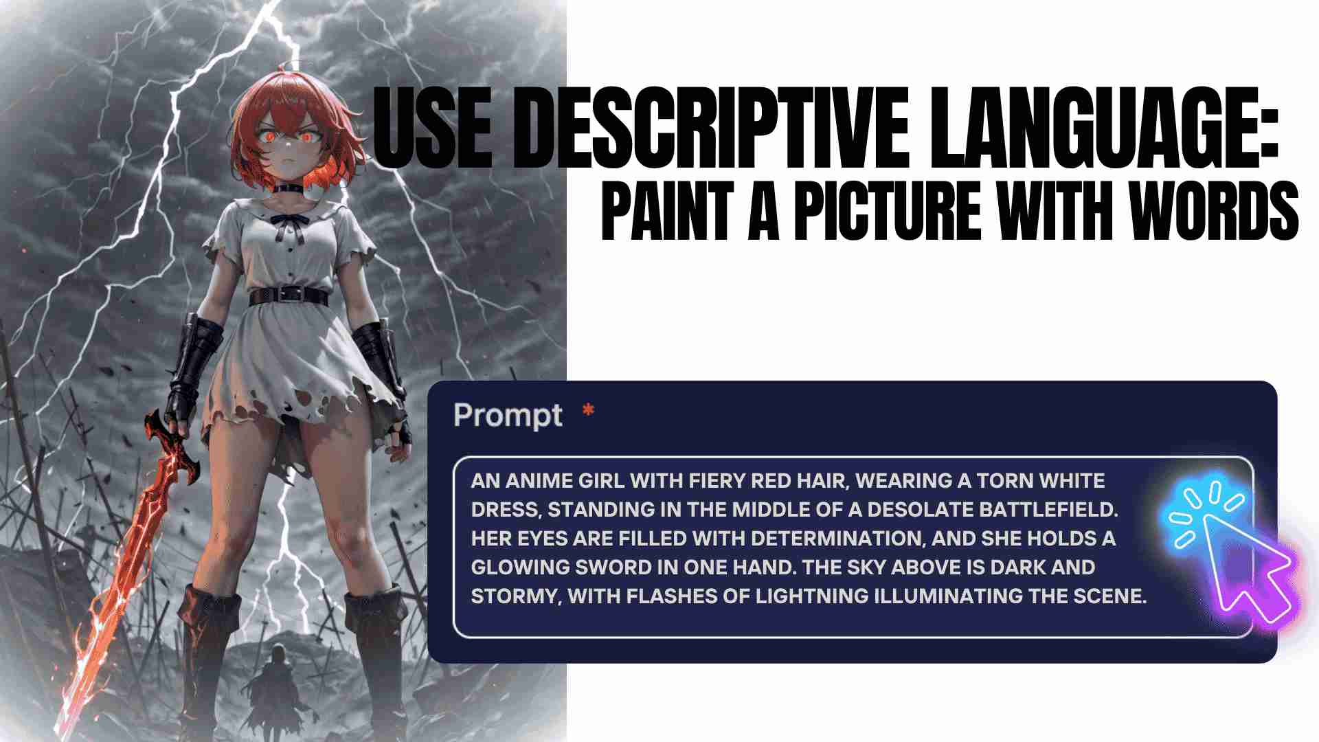 Using descriptive language to generate a vibrant anime scene with AI anime generator